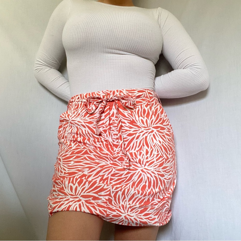 Lands End Patterned White and Orange Skort Size 6